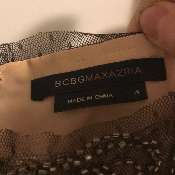 BCBG Maxazria Beaded Silk Champagne Dress Size 4 - Picture 3 of 3